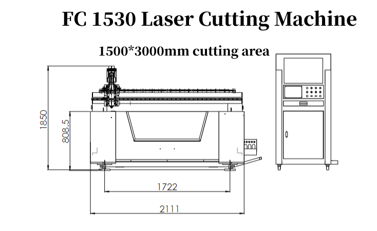 Kina industrijski stroj za lasersko rezanje metala od aluminija 1kw 2kw